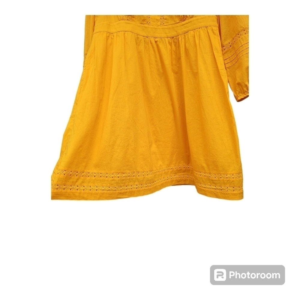 J. Crew Mustard Yellow Long Sleeve aBoho Peasant Dress Size S - Picture 5 of 11